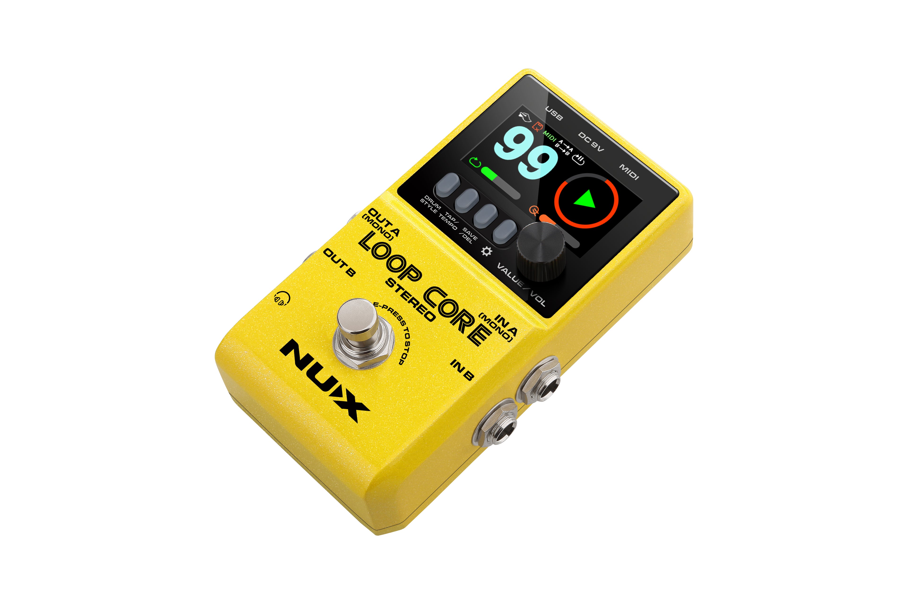 NUX Loop Core Stereo looper pedal — input and output jacks