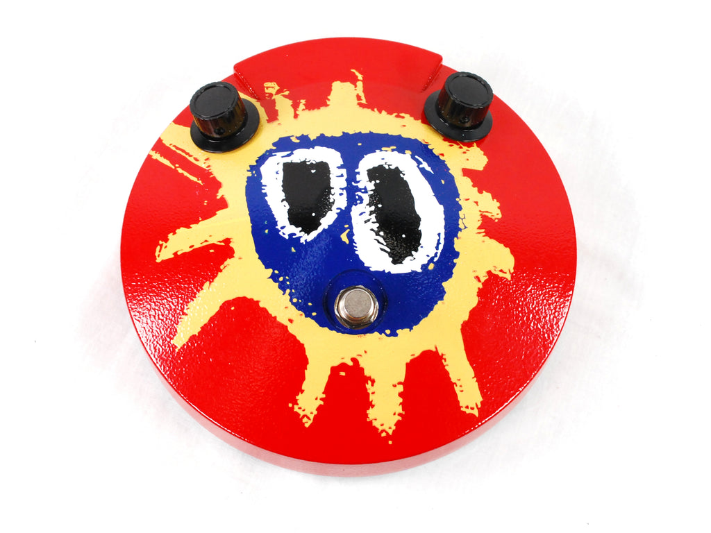 Dunlop Screamadelica Fuzz Face Distortion pedal — red sun face graphic