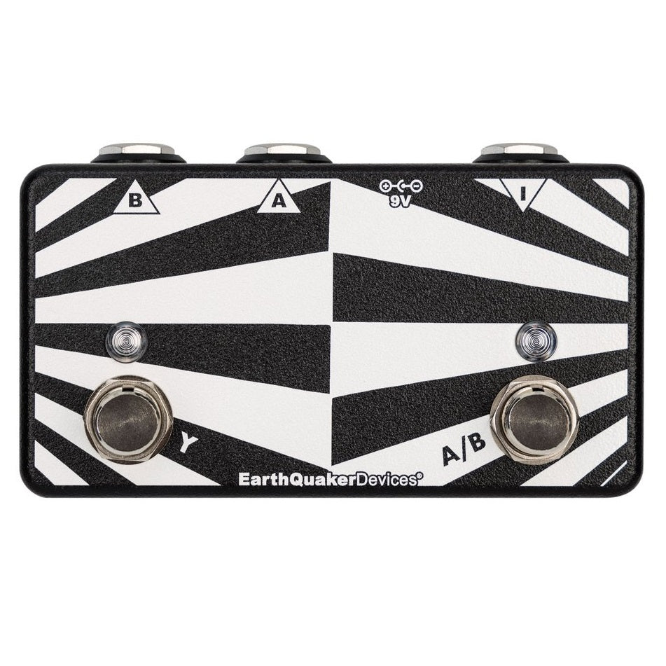 EarthQuaker Devices Passive ABY Box switch pedal - top view, black and white enclosure