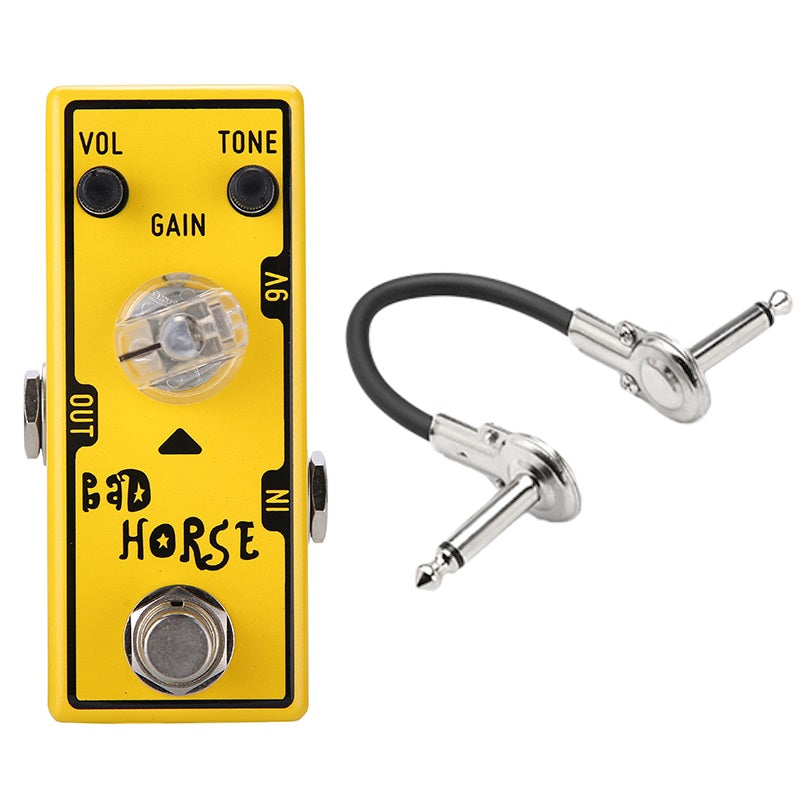 Tone City Bad Horse overdrive pedal — yellow enclosure front view
