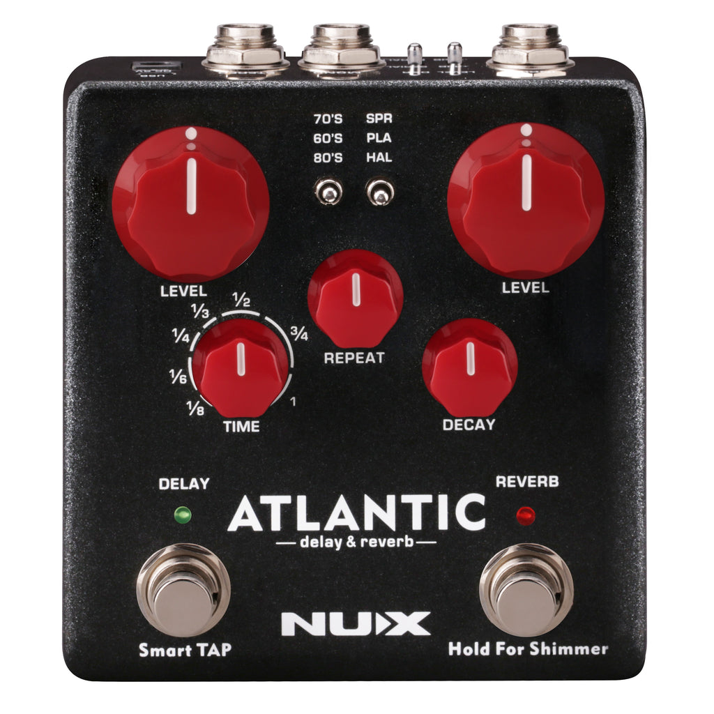 NUX NDR-5 Atlantic delay & reverb pedal — black top view