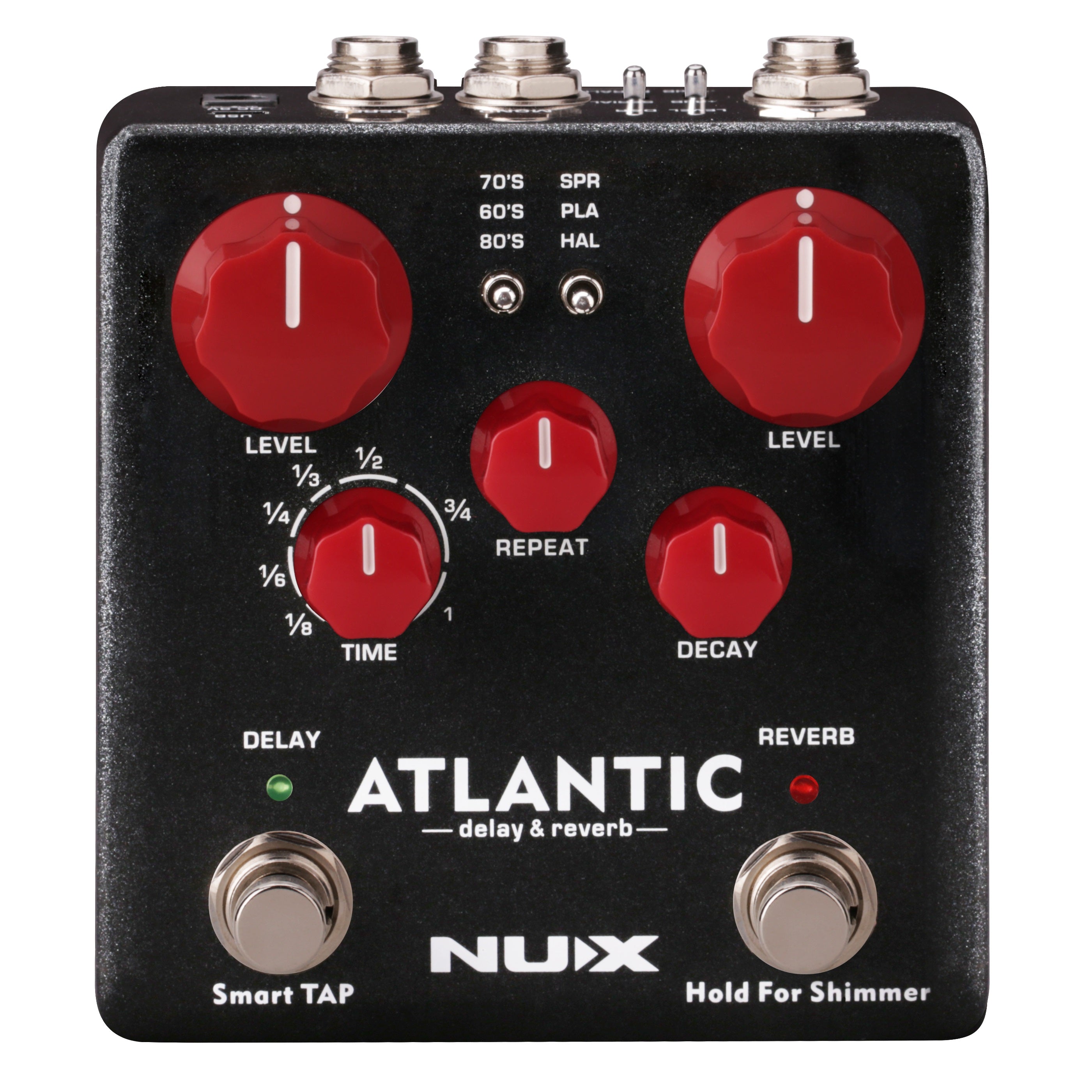 NUX NDR-5 Atlantic delay & reverb pedal — black top view