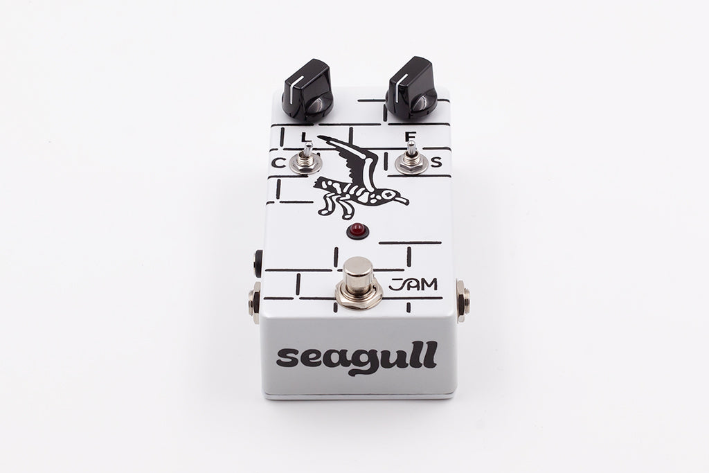JAM Pedals Seagull Cocked Wah white guitar pedal — side jack view