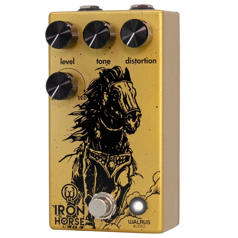 Walrus Audio Iron Horse V3 distortion pedal gold — used, angled view