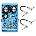 DOD Chthonic fuzz pedal — blue enclosure with patch cables