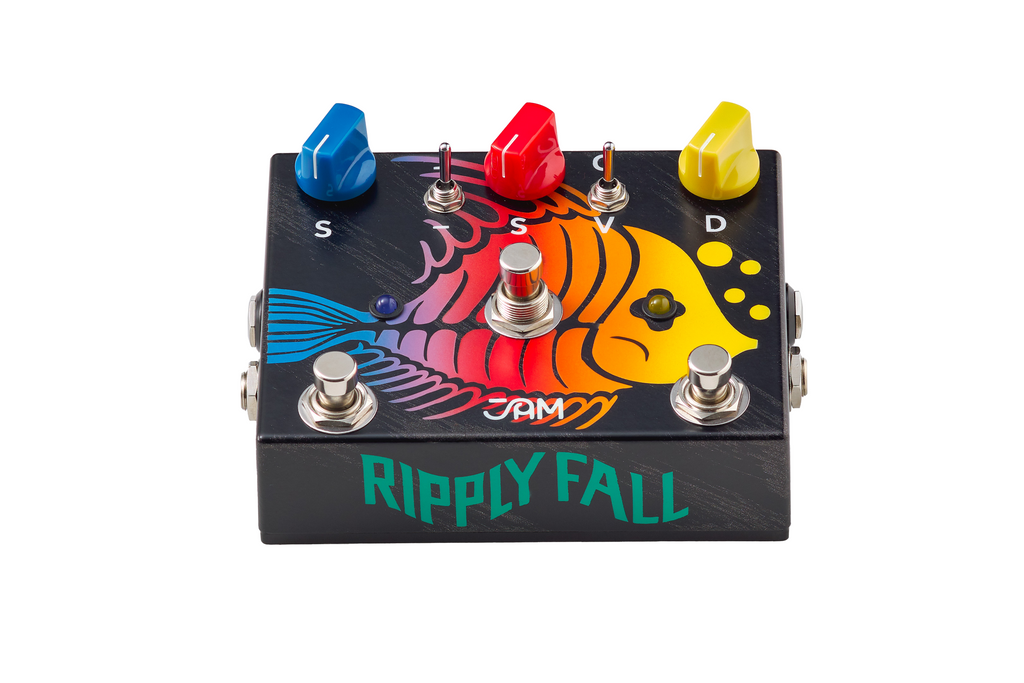 JAM Pedals Ripply Fall chorus phaser pedal — angled view