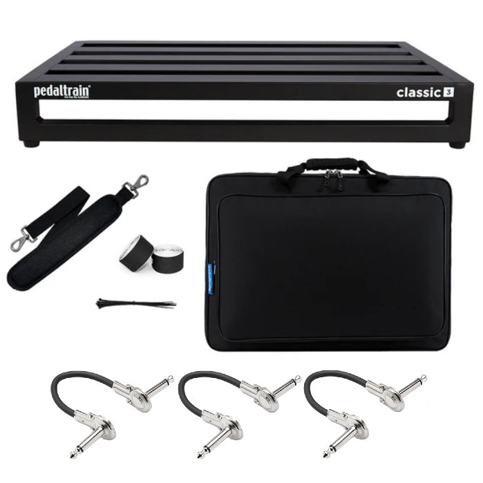 Pedaltrain Classic 3 pedal board - black five-rail board top view
