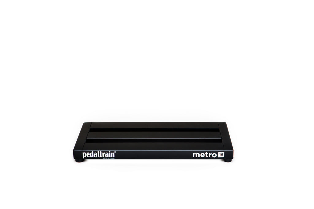 Pedaltrain Metro 16 black three-rail pedalboard top view