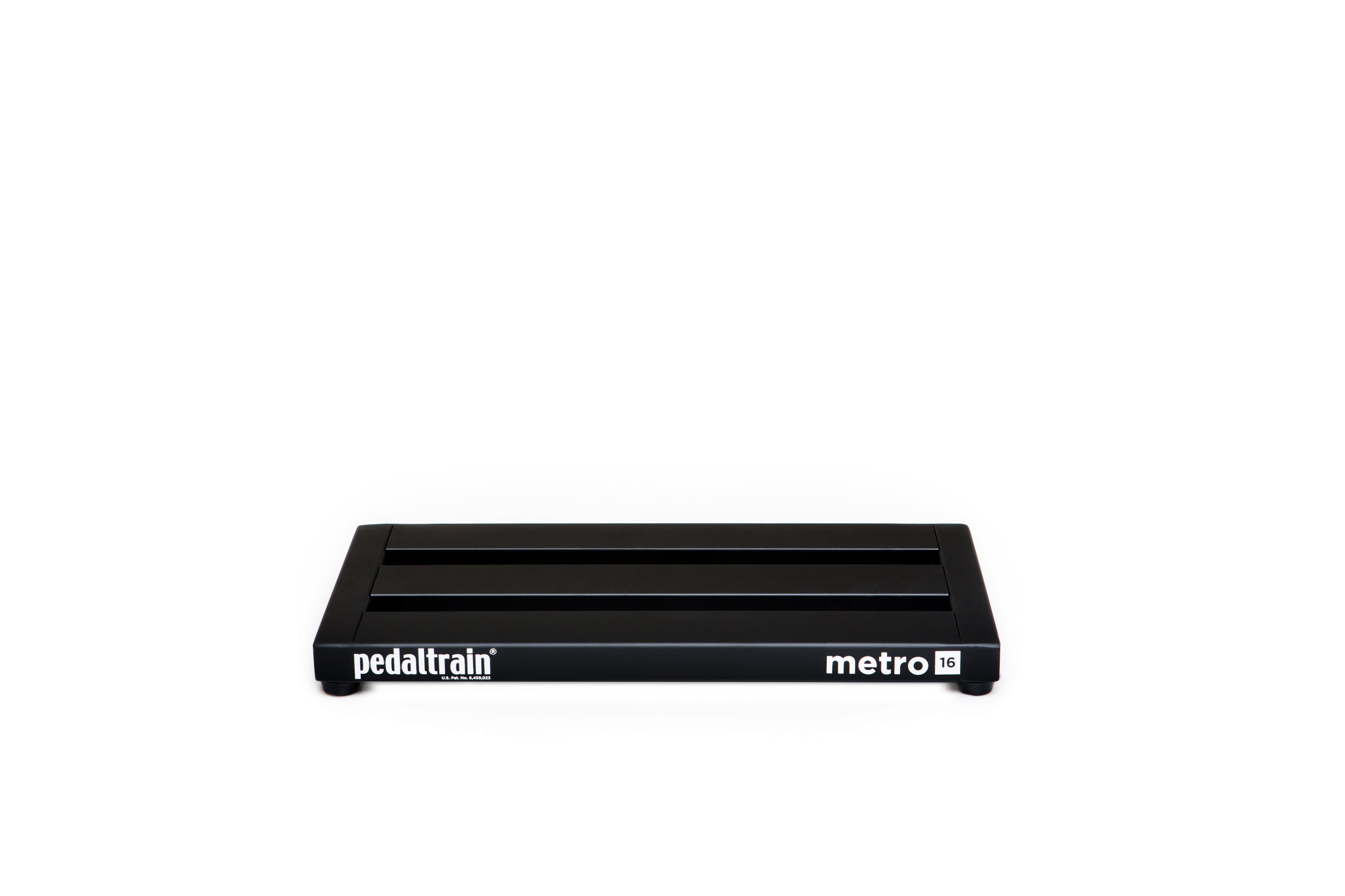 Pedaltrain Metro 16 black three-rail pedalboard top view