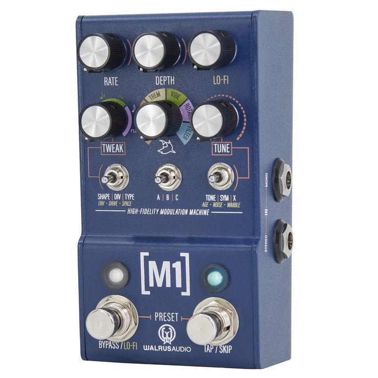 Walrus Audio MAKO M1 modulation pedal — dark blue, alternate angle