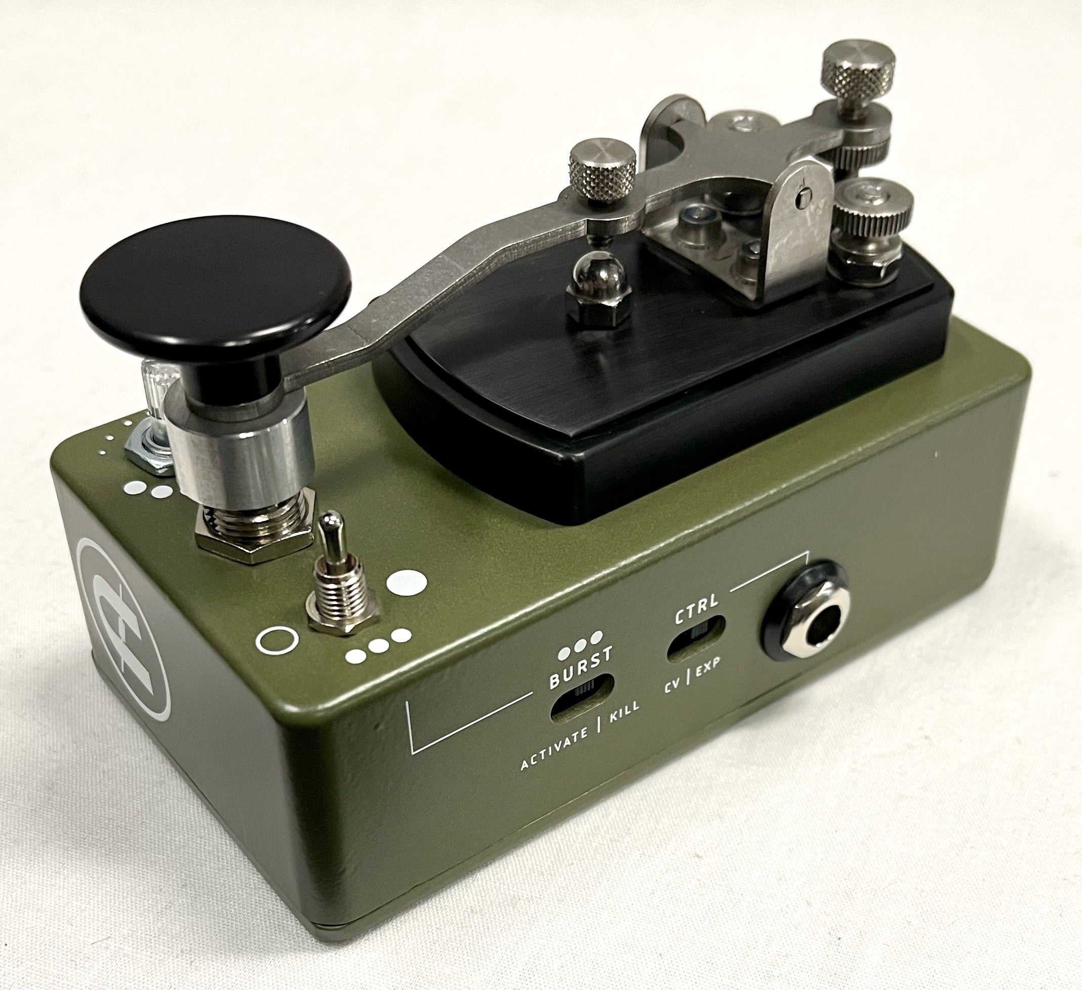 Coppersound Telegraph V2 killswitch pedal — top view of telegraph key and controls