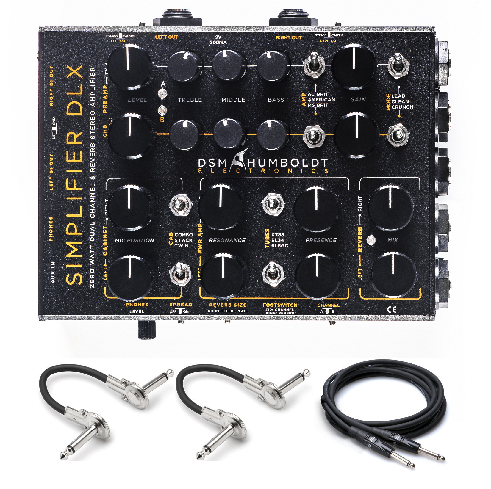 DSM & Humboldt Simplifier DLX preamp cab sim — front with included cables