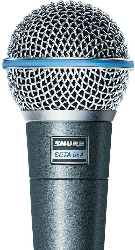 Shure BETA 58A vocal microphone — grille close-up