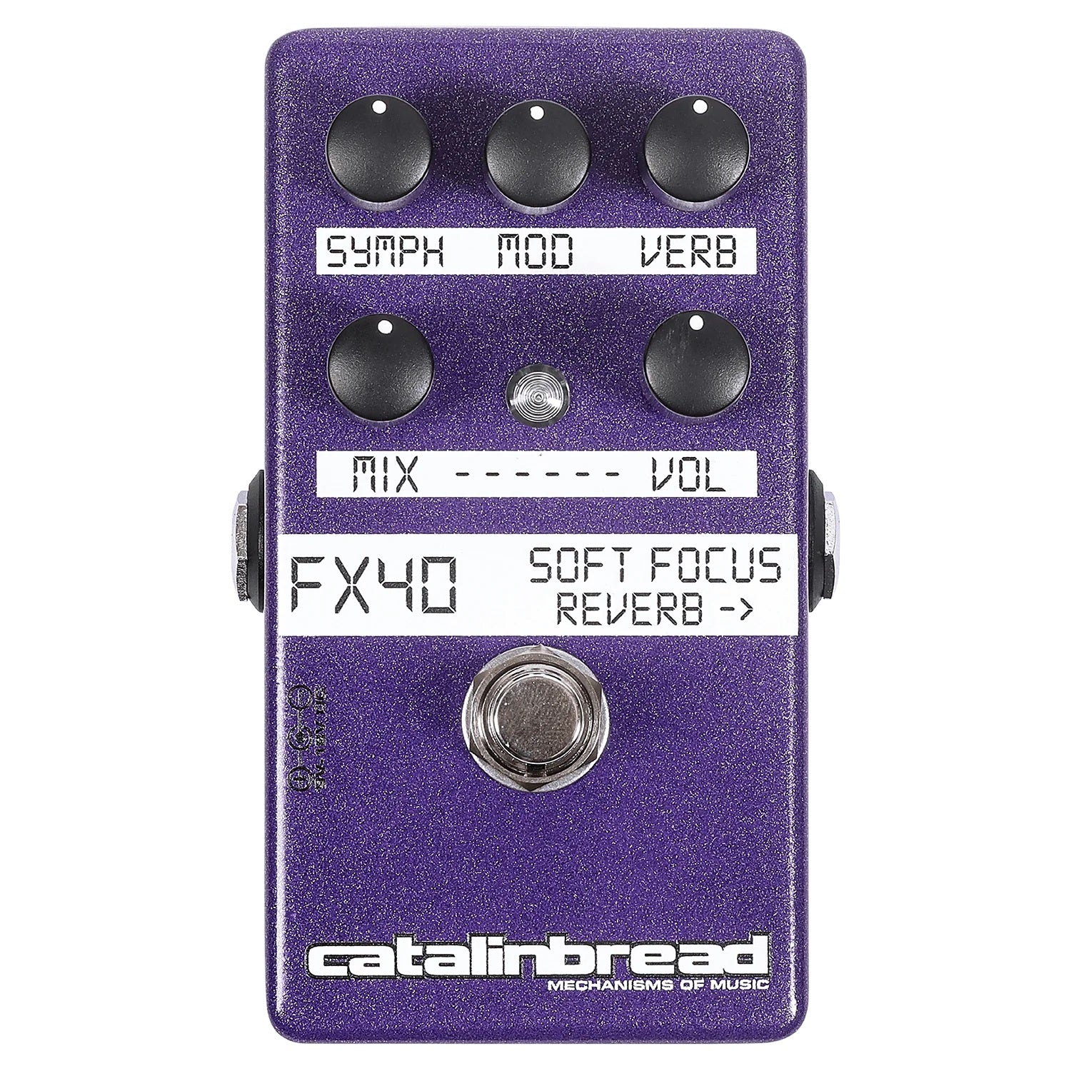 Catalinbread Soft Focus Reverb pedal — Purple Gaze Edition purple sparkle top view