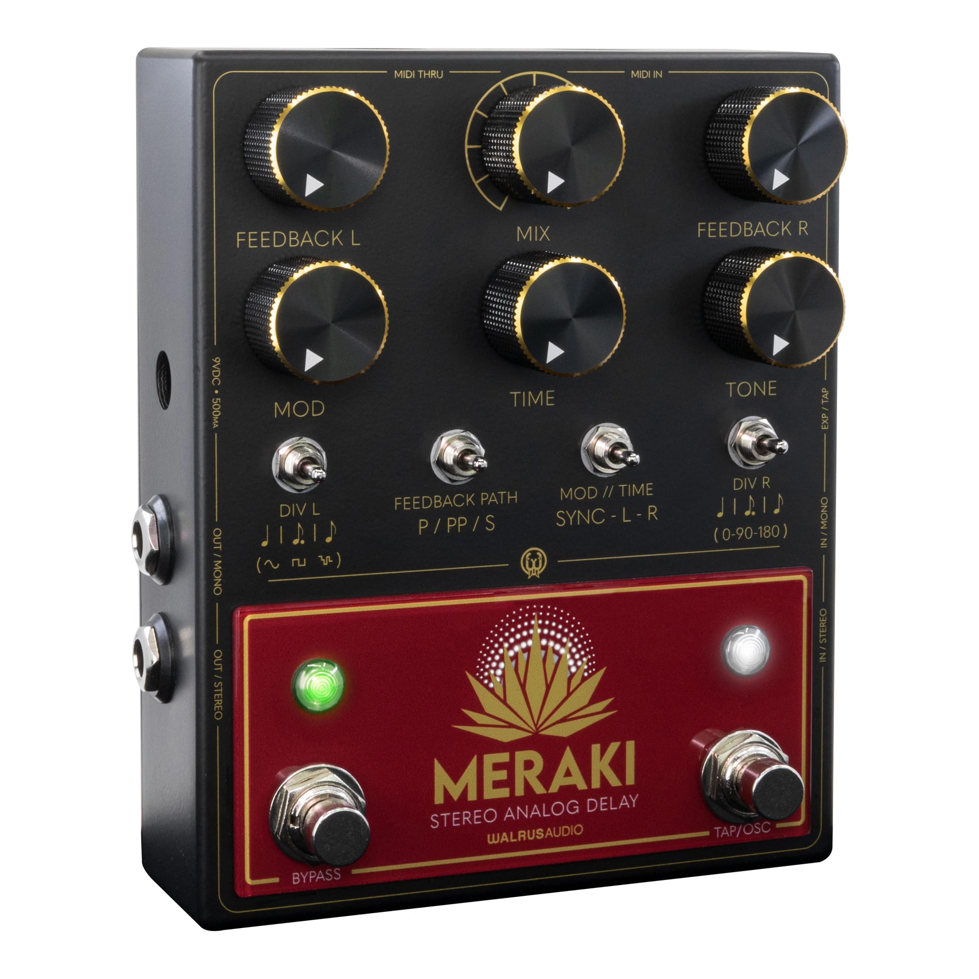 Walrus Audio Meraki analog delay pedal — toggle switches detail