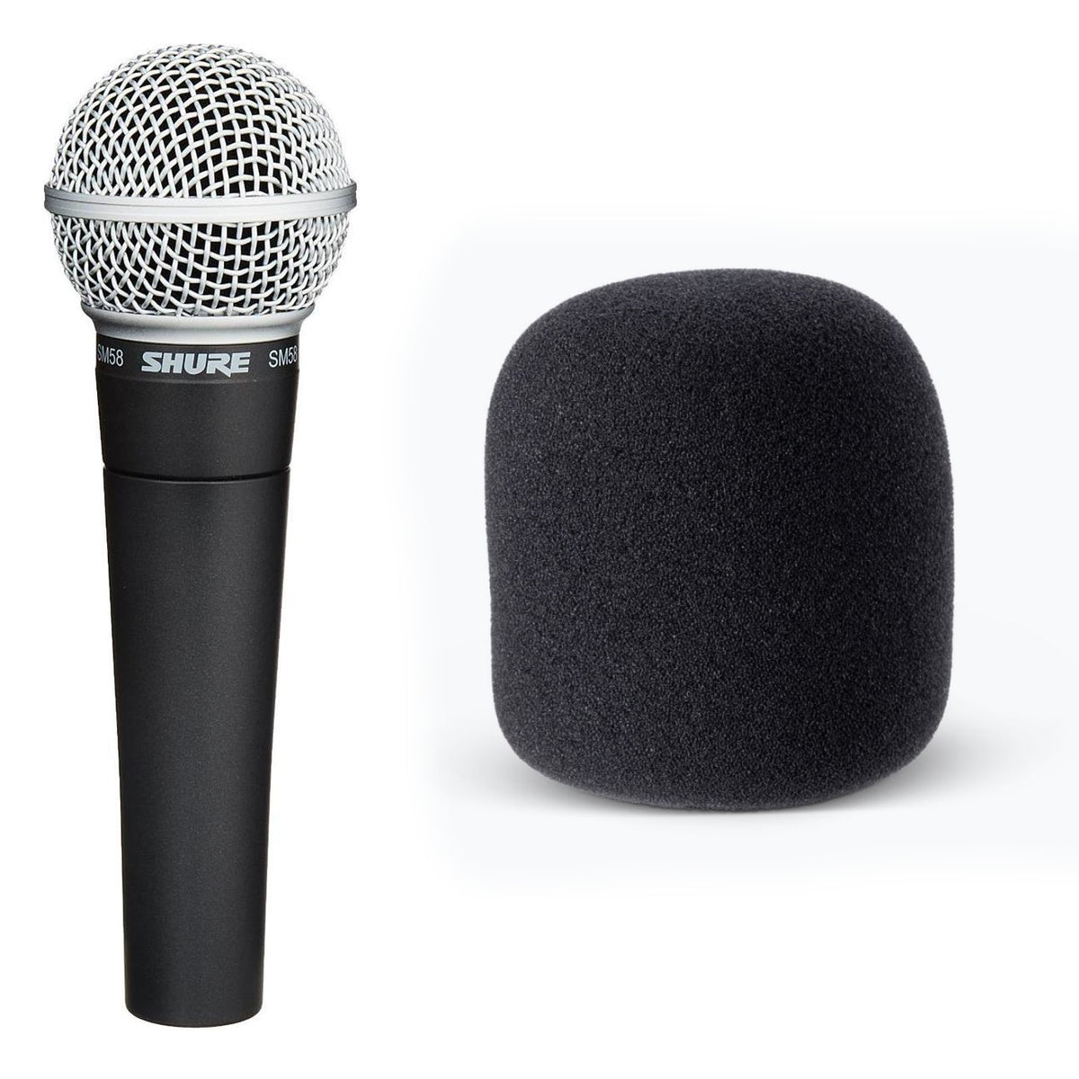 Shure SM58-LC vocal microphone — grille and body view