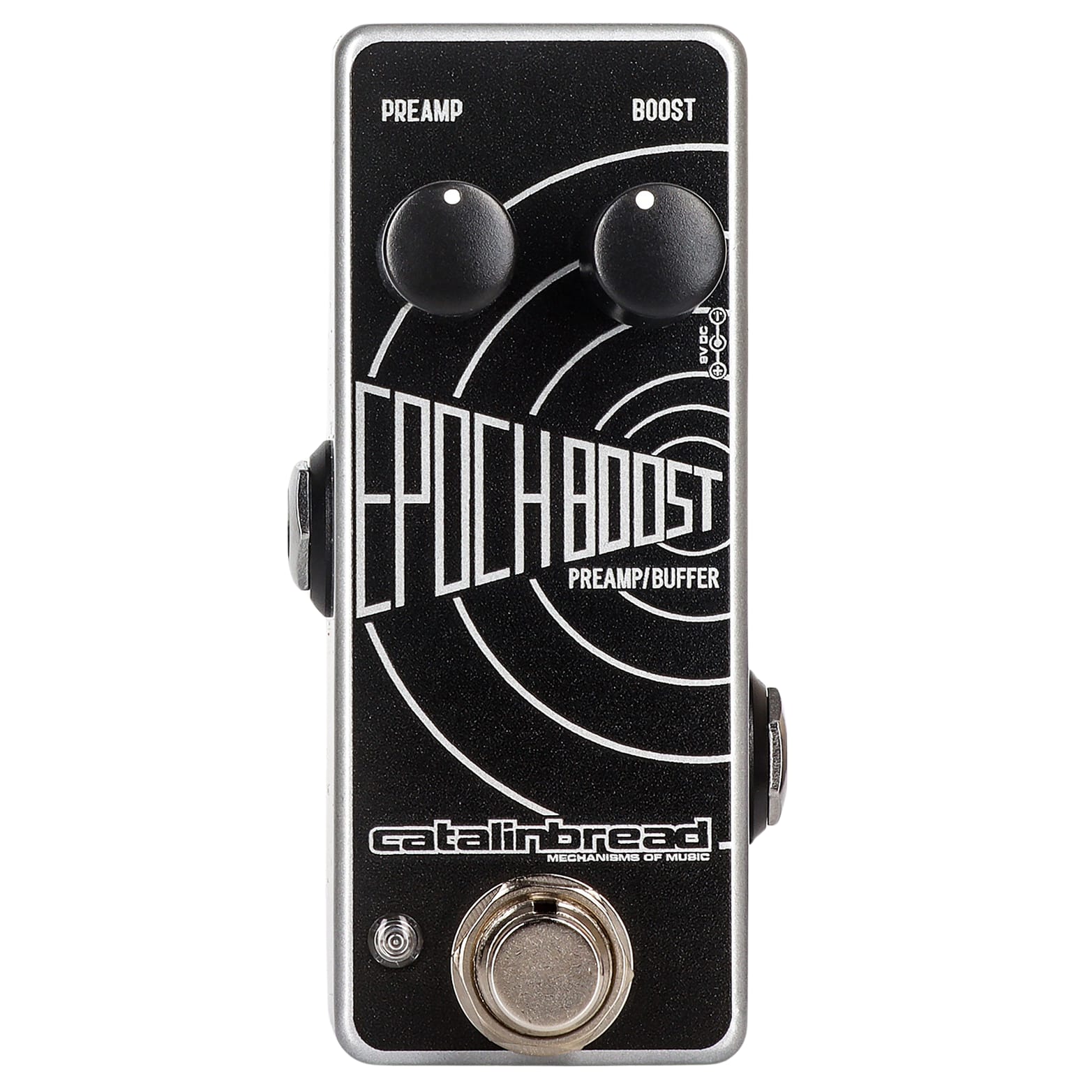 Catalinbread Epoch Boost Mini preamp pedal - black enclosure front angle