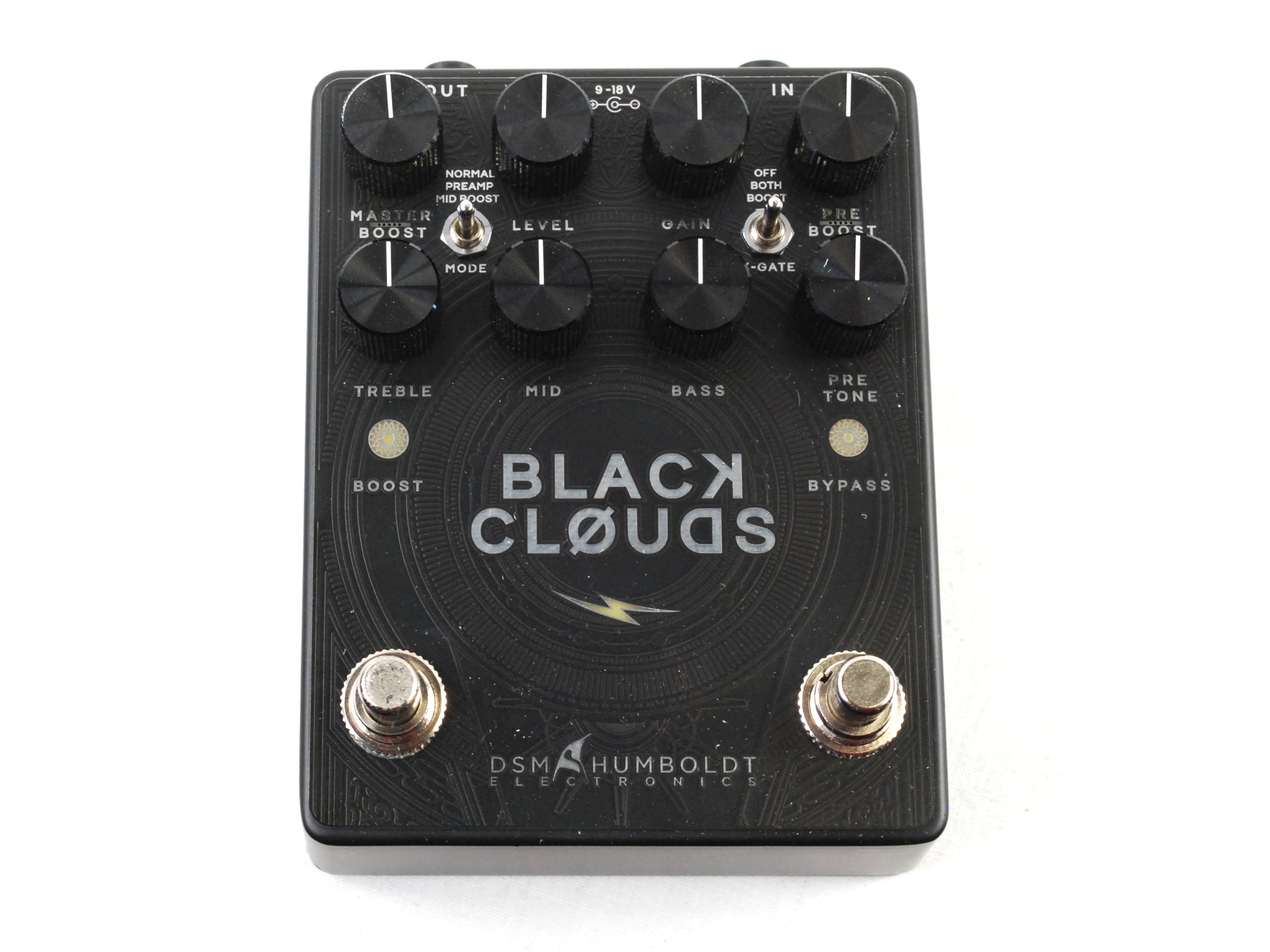 DSM & Humboldt Black Clouds distortion pedal — top view