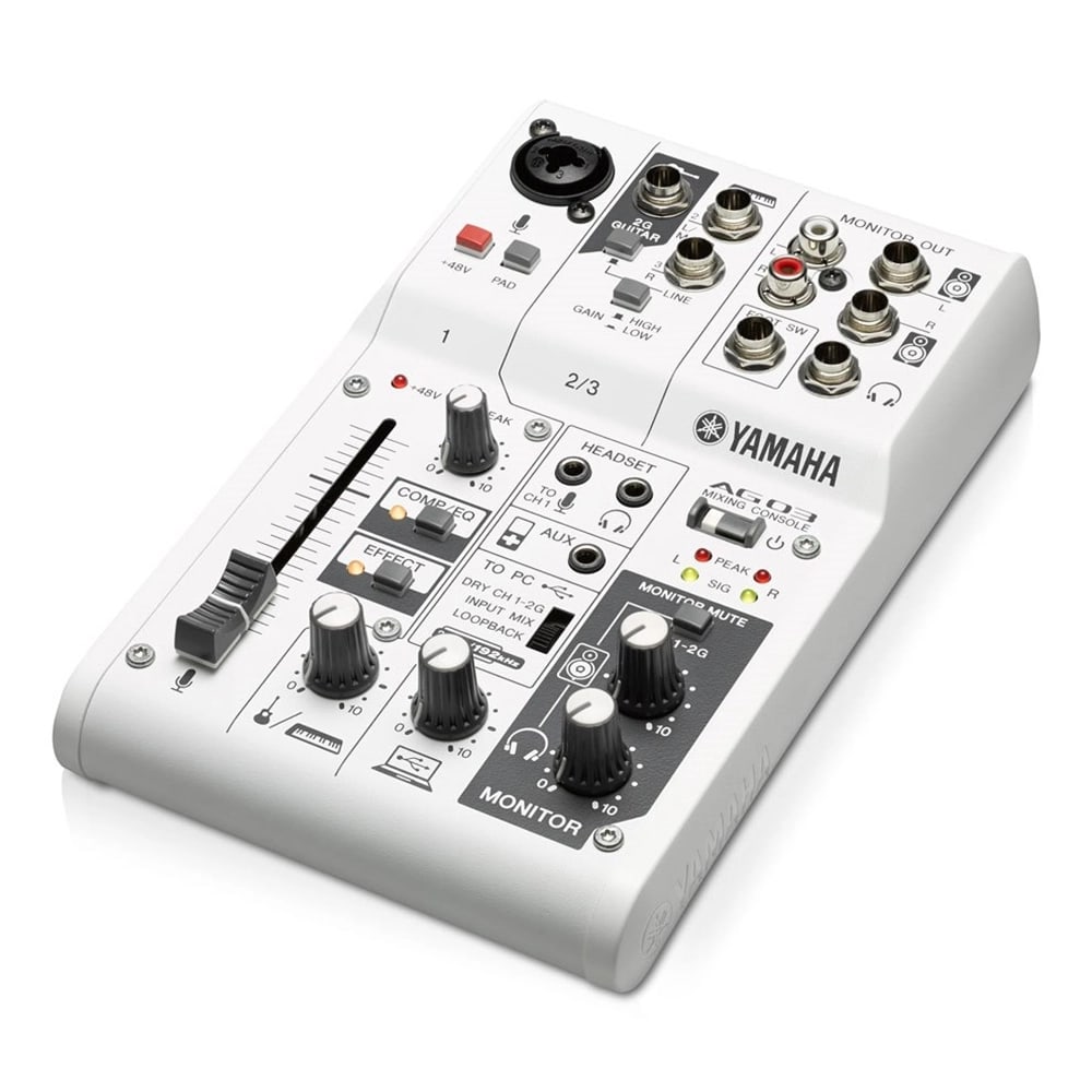 Yamaha AG03 USB audio interface, side profile view