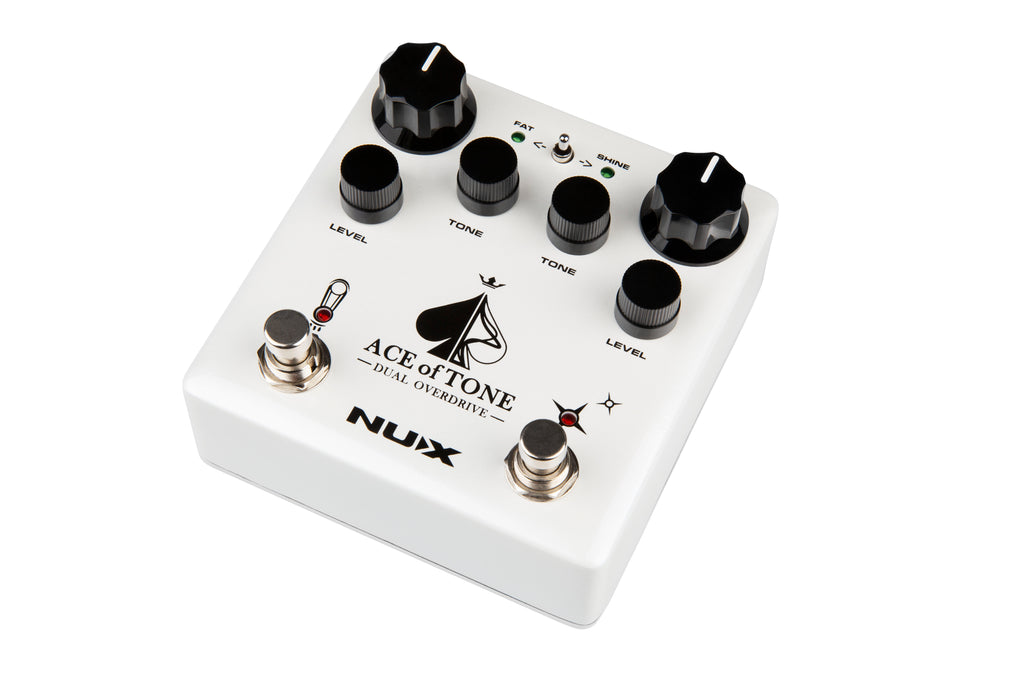 NUX NDO-5 Ace of Tone dual overdrive pedal — angled view