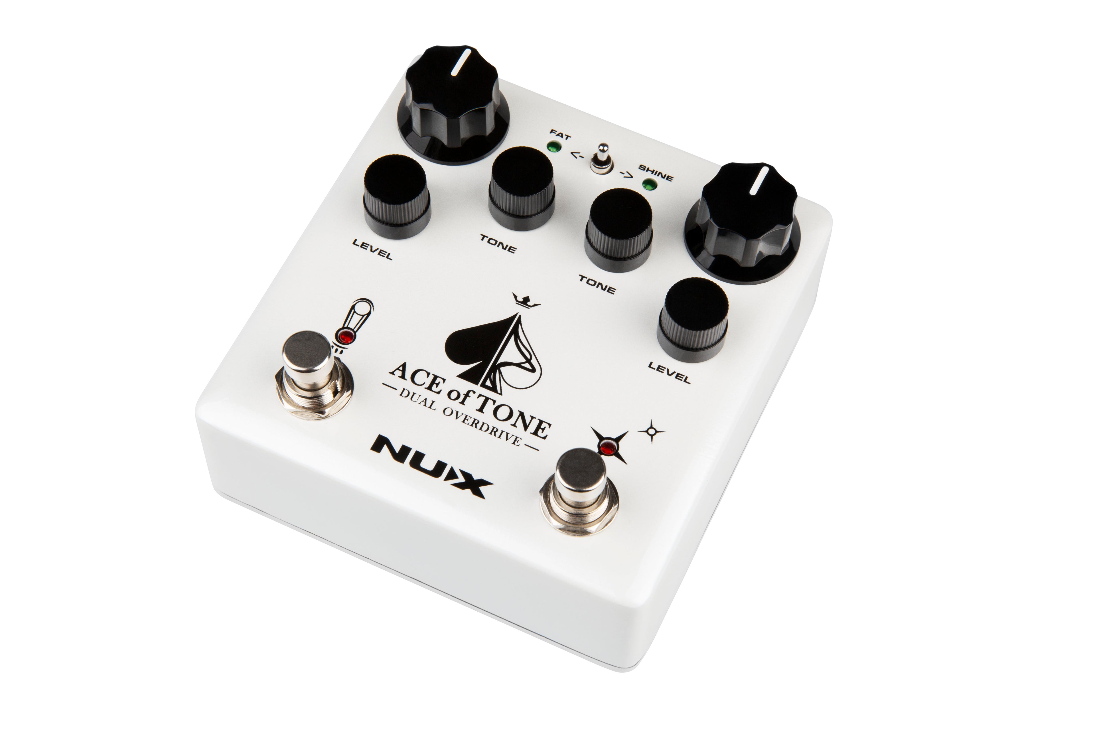 NUX NDO-5 Ace of Tone dual overdrive pedal — angled view