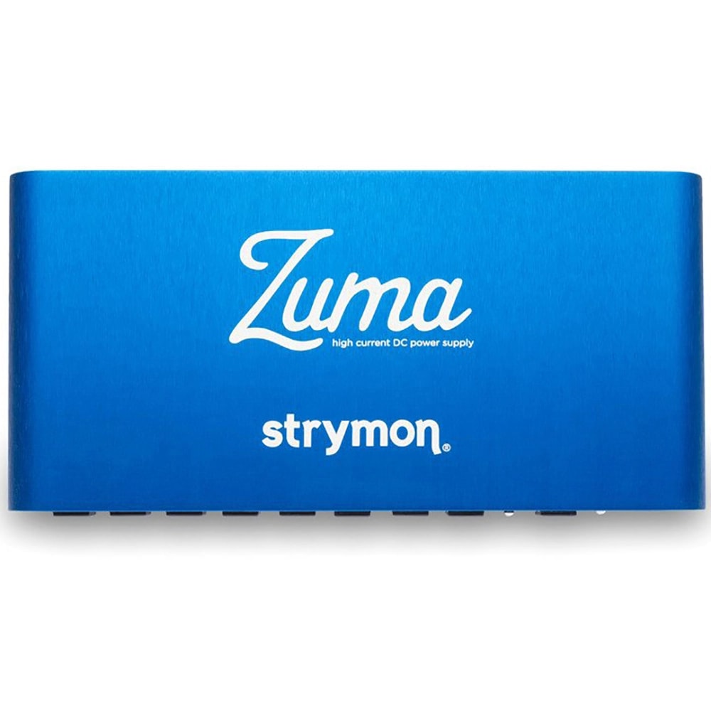 Strymon Zuma 9-output pedal power supply — top view of blue chassis