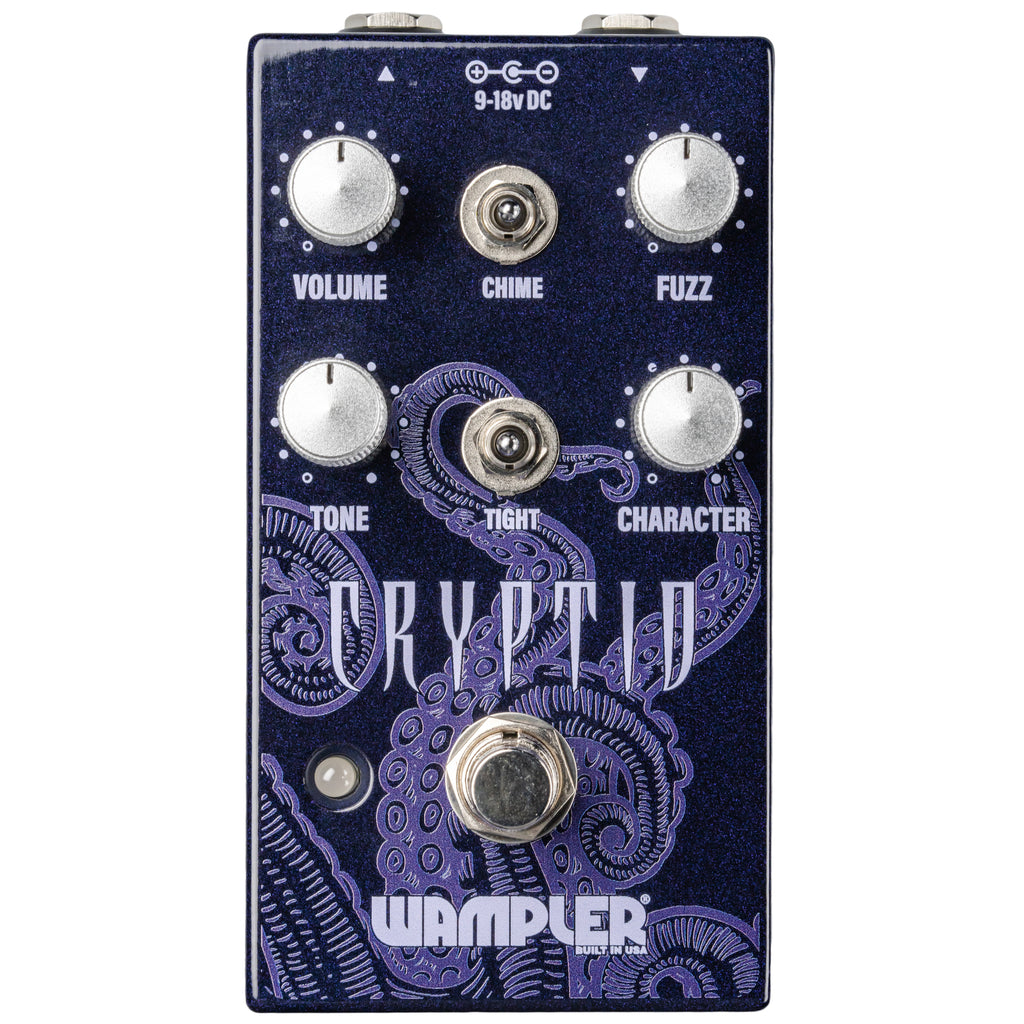 Wampler Cryptid Fuzz guitar effects pedal — front view dark purple
