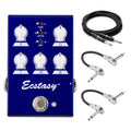 Bogner Mini Ecstasy Blue overdrive pedal — blue enclosure with included cables