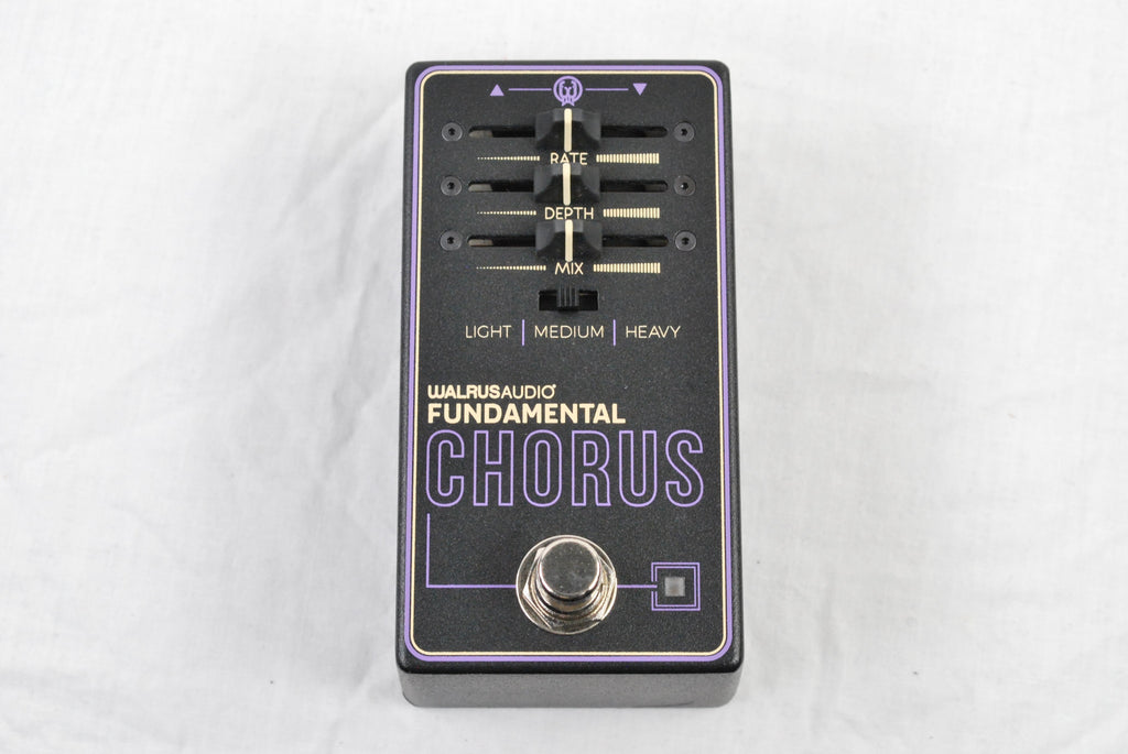 Walrus Audio Fundamental Chorus pedal — top front, sliders and Light/Medium/Heavy switch