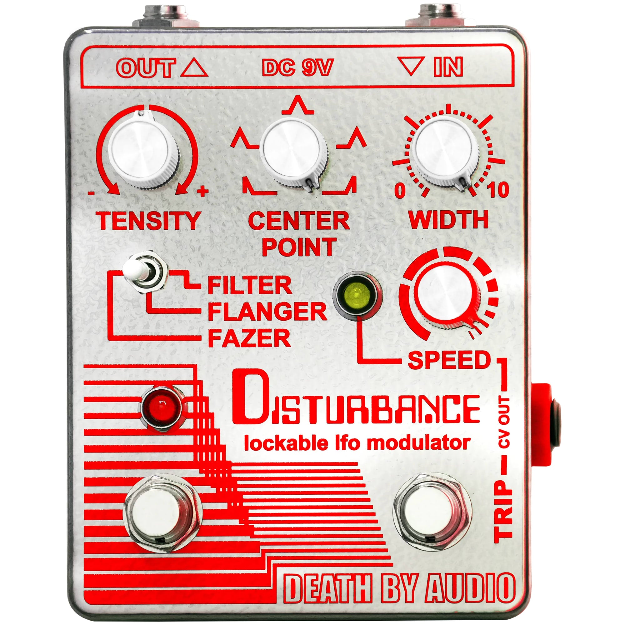 Death By Audio Disturbance filter flanger phaser pedal — front view