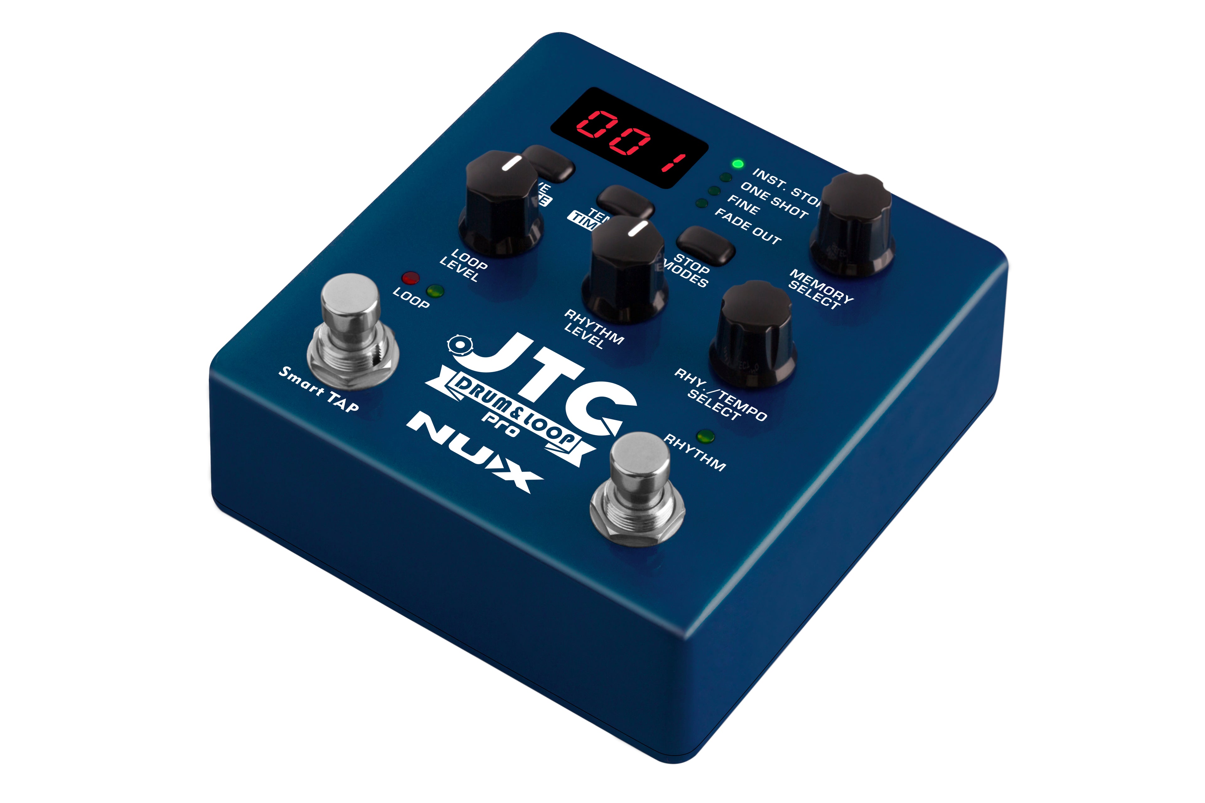 Open box NUX NDL-5 JTC Drum & Loop Pro looper pedal — angled view