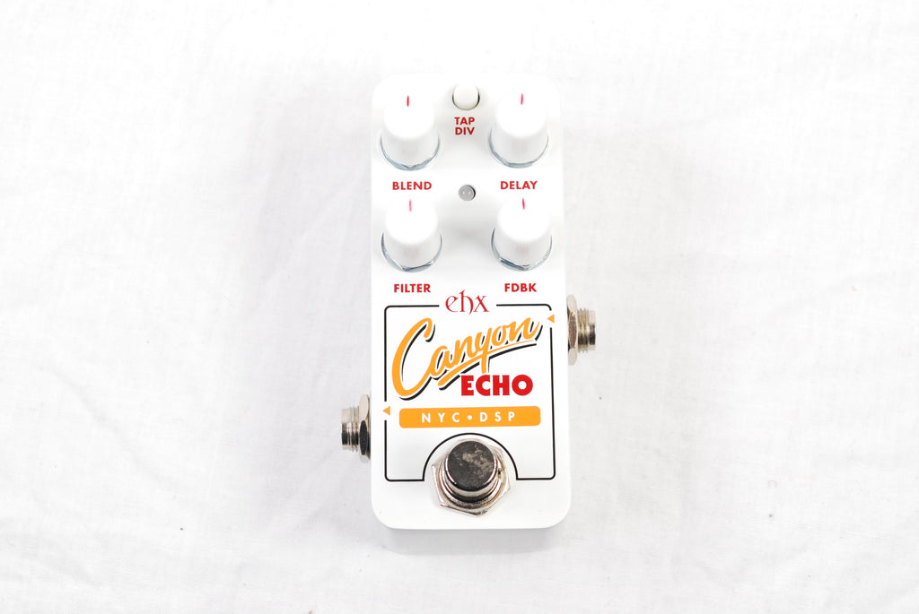 Electro-Harmonix Pico Canyon Echo delay pedal — white enclosure top view