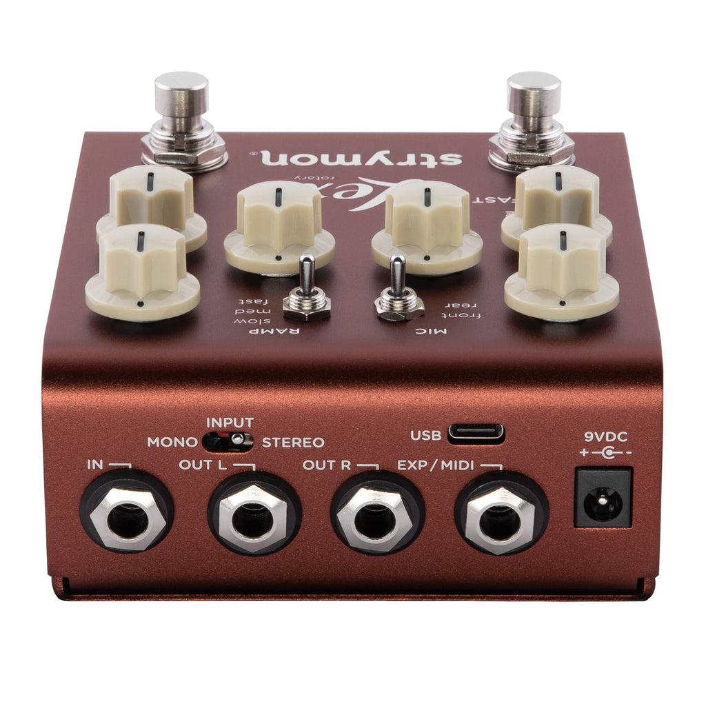 Strymon Lex V2 rotary pedal — rear input and output jacks