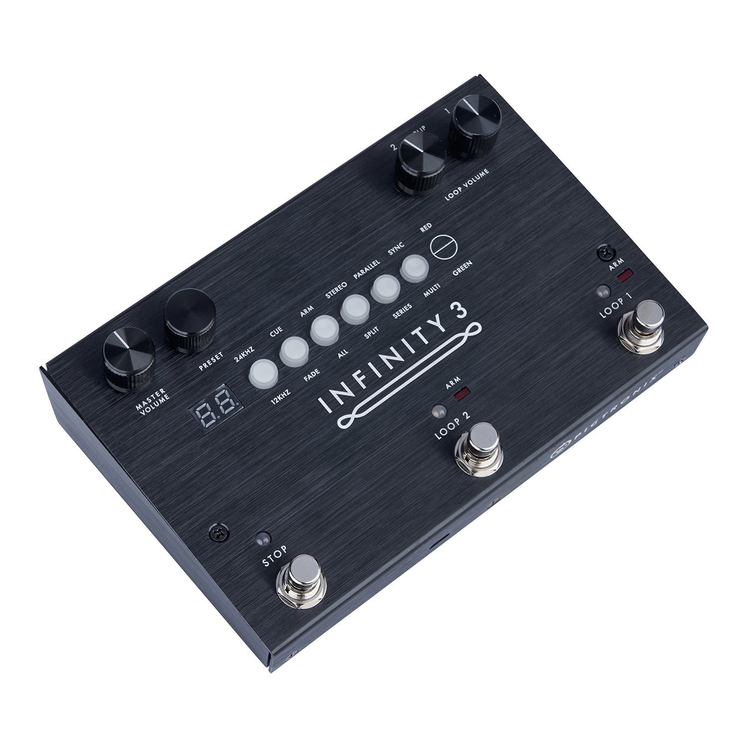 Pigtronix Infinity 3 looper pedal side showing jacks