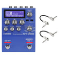 Boss SY-200 guitar synth pedal in blue with two patch cables