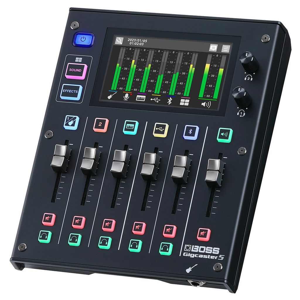 Boss GCS-5 Gigcaster 5 streaming mixer — rear and side connectors