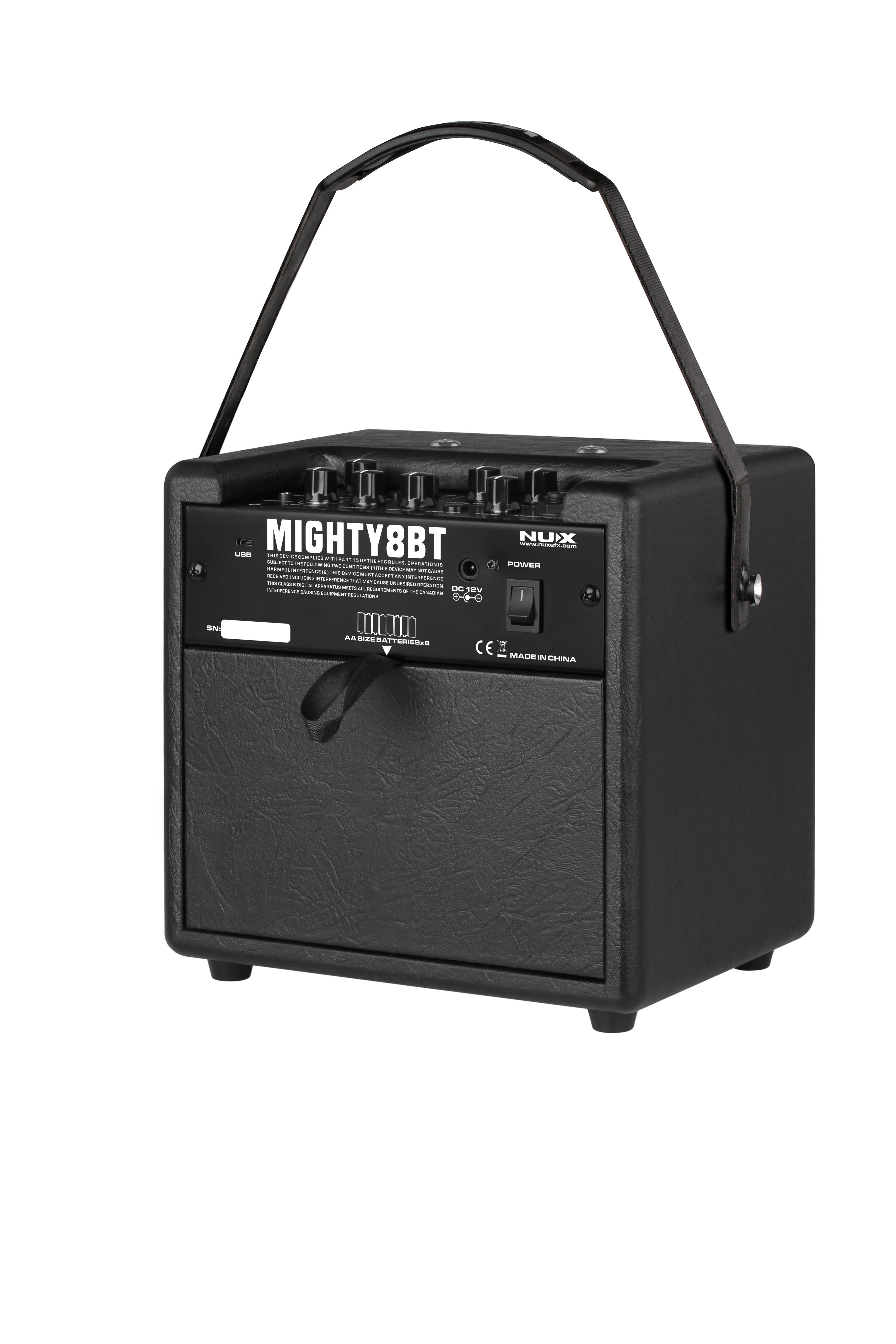 NUX Mighty 8 BT portable guitar amp — side profile