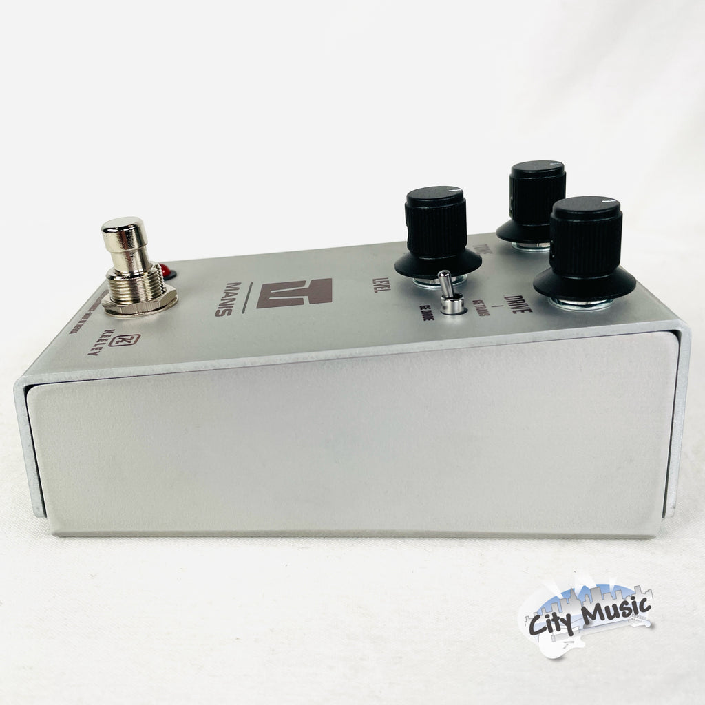 Keeley Manis Overdrive pedal — side profile showing power input