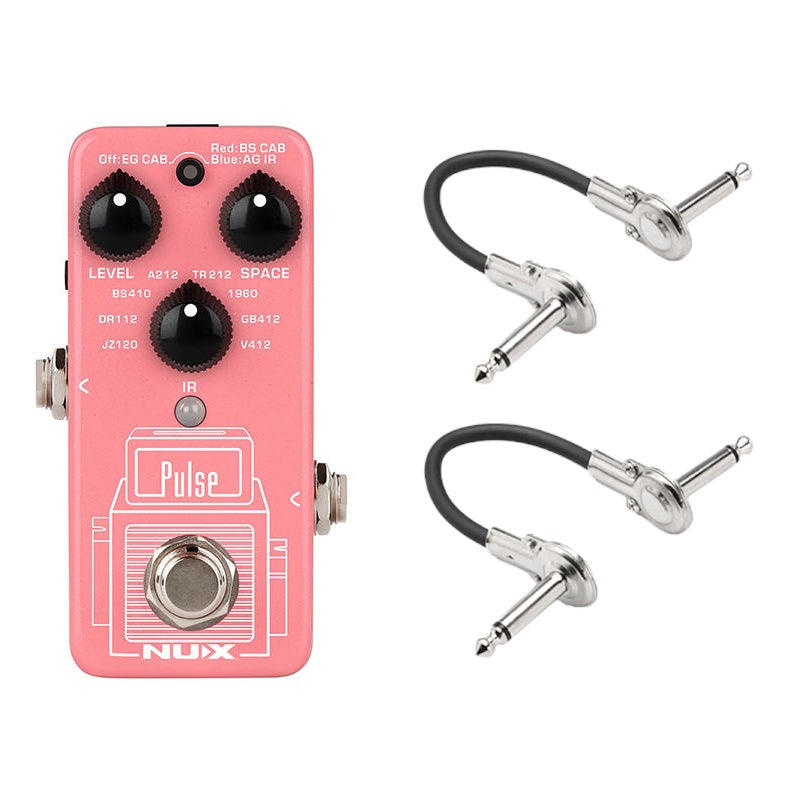NUX NSS-4 Pulse IR loader mini pedal in pink with two patch cables