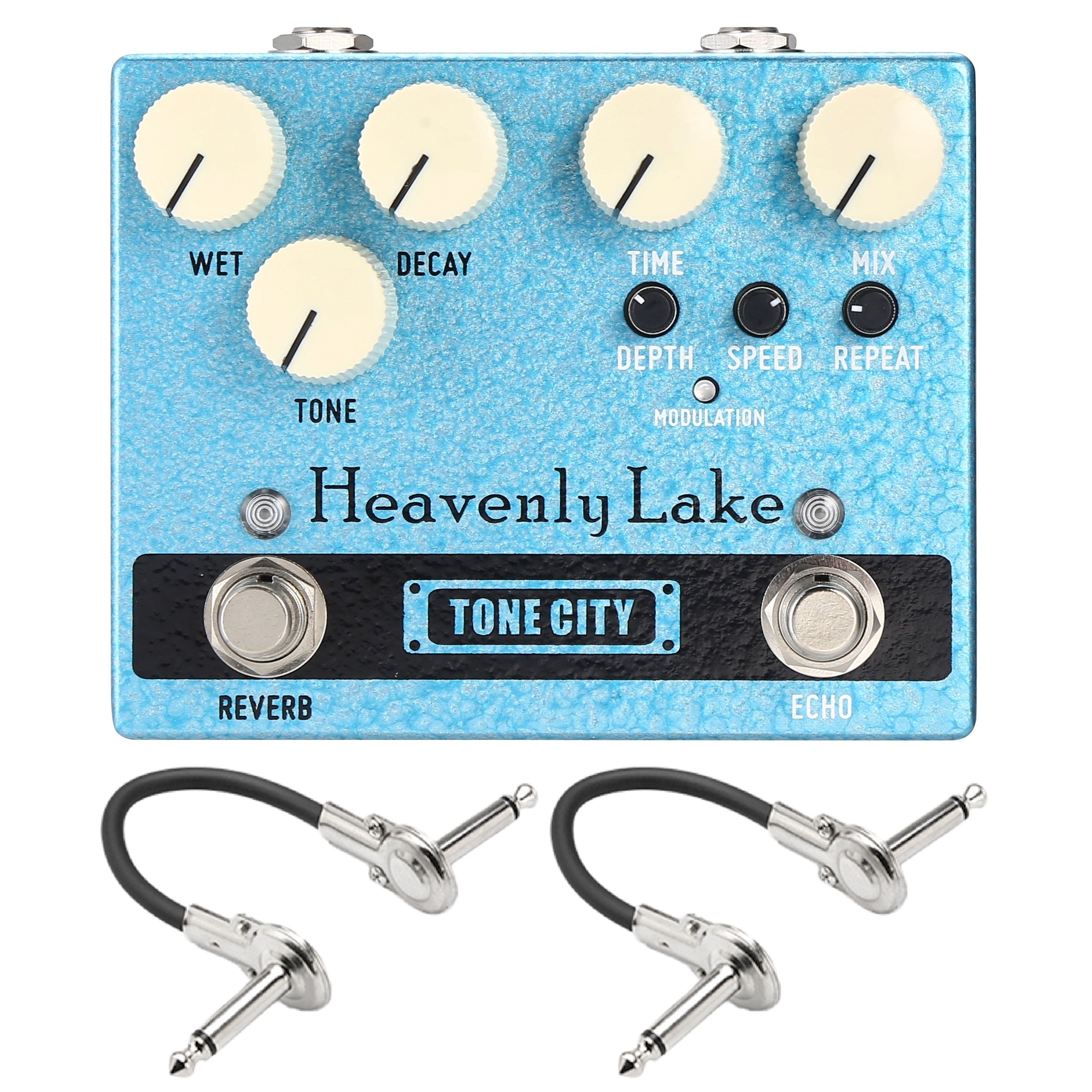 Tone City Heavenly Lake delay reverb — blue body angled view