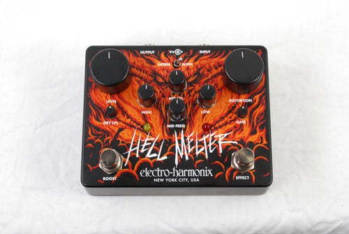 Electro-Harmonix Hell Melter distortion pedal — control knobs detail