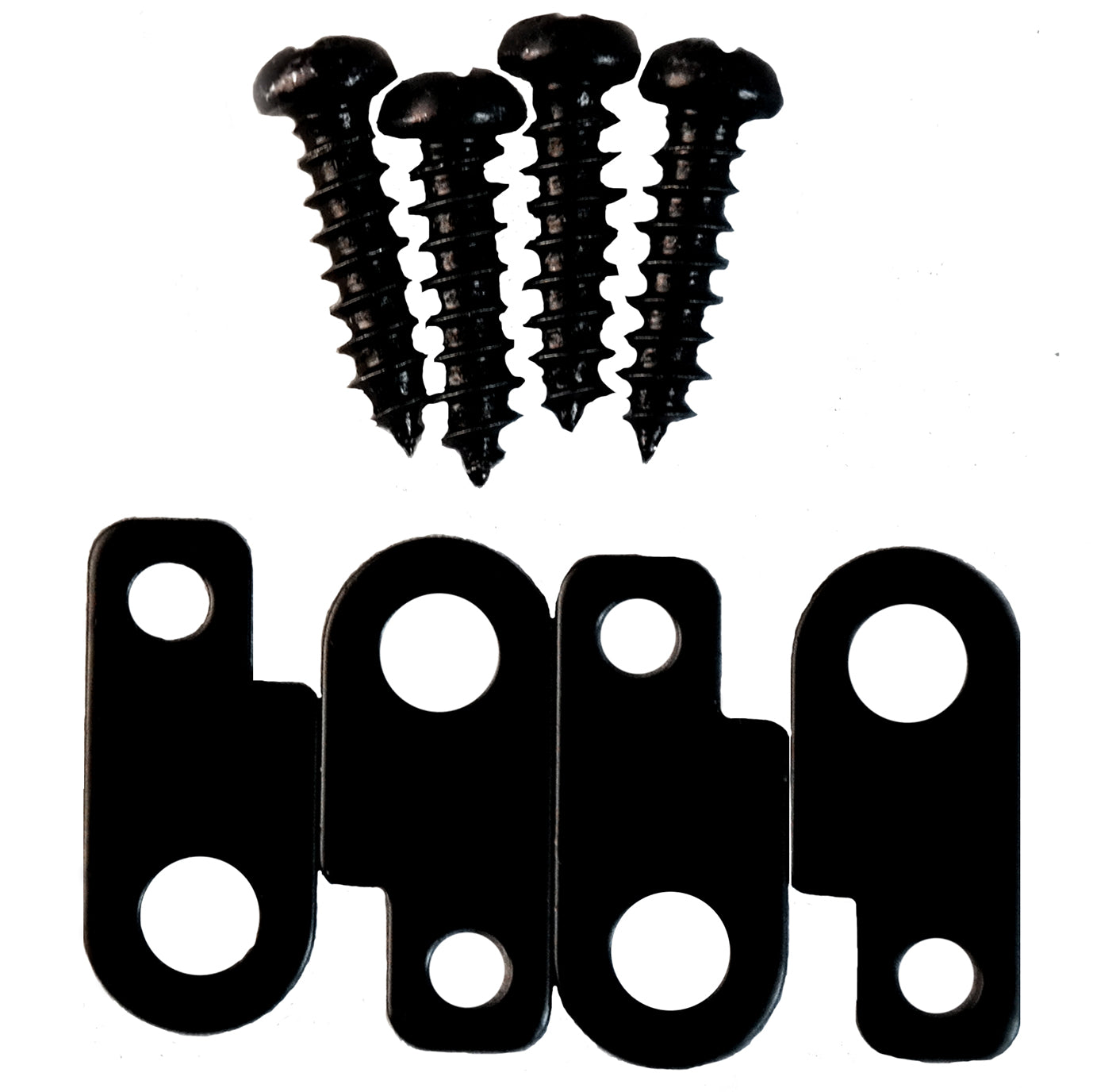 Nobels Mounty-P black metal pedal mounting plates close-up