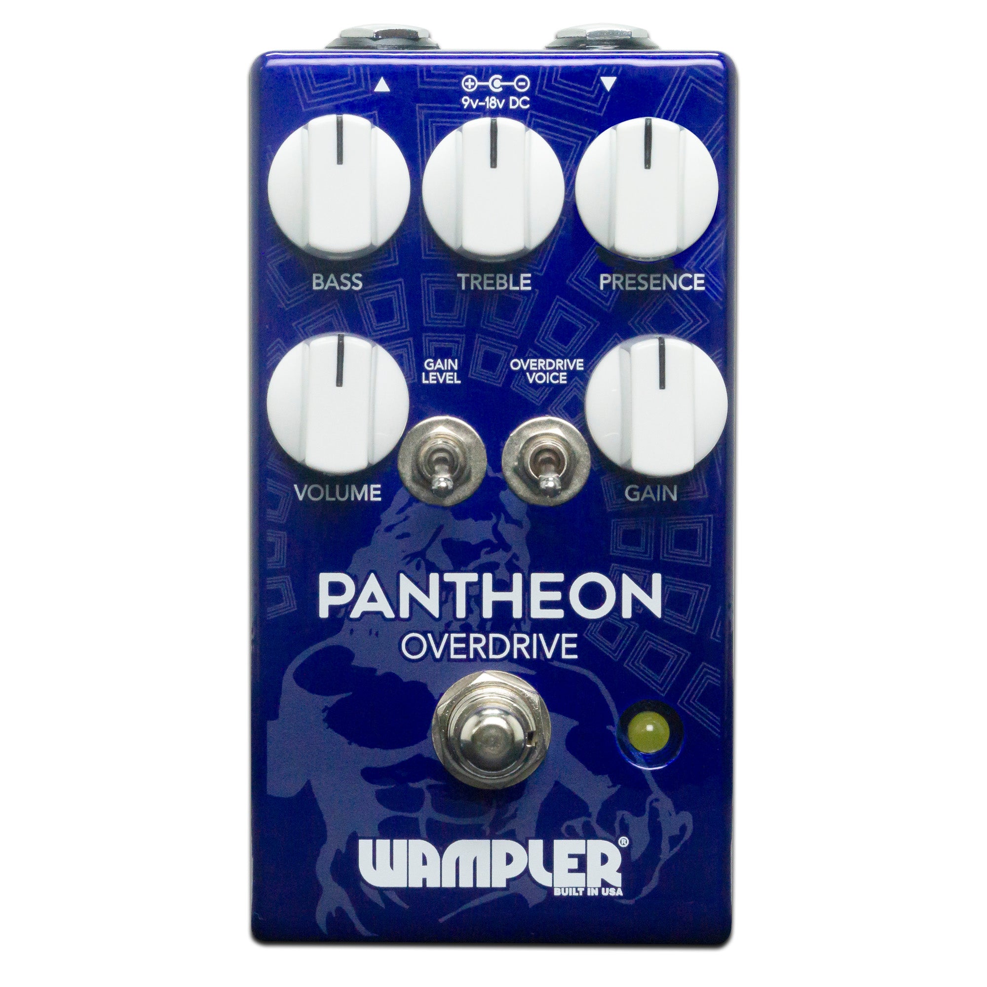 Wampler Pantheon overdrive pedal top down view of controls