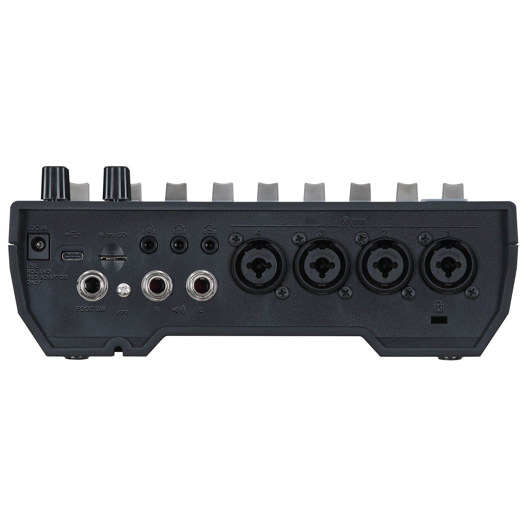 Boss GCS-8 Gigcaster 8 streaming mixer — detail view of controls