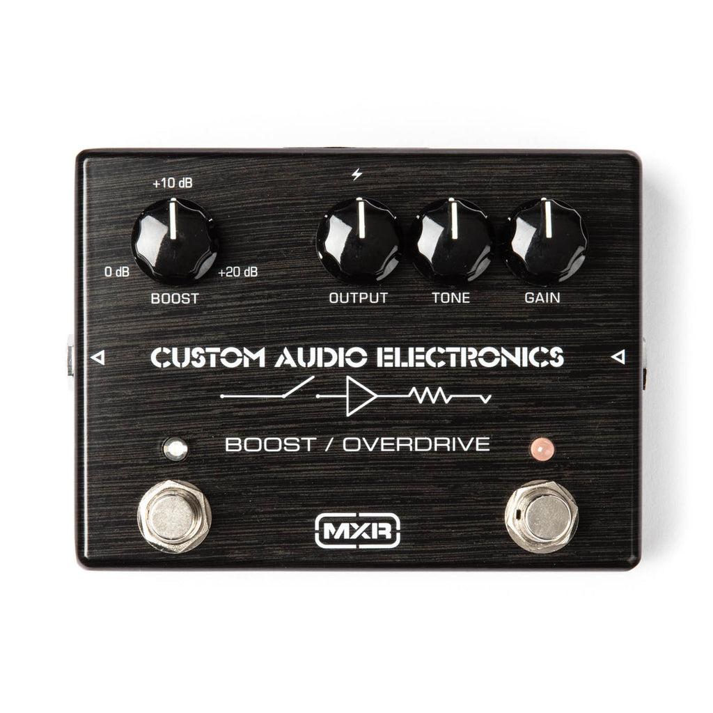 MXR MC402 CAE Boost/Overdrive pedal - top control knobs detail