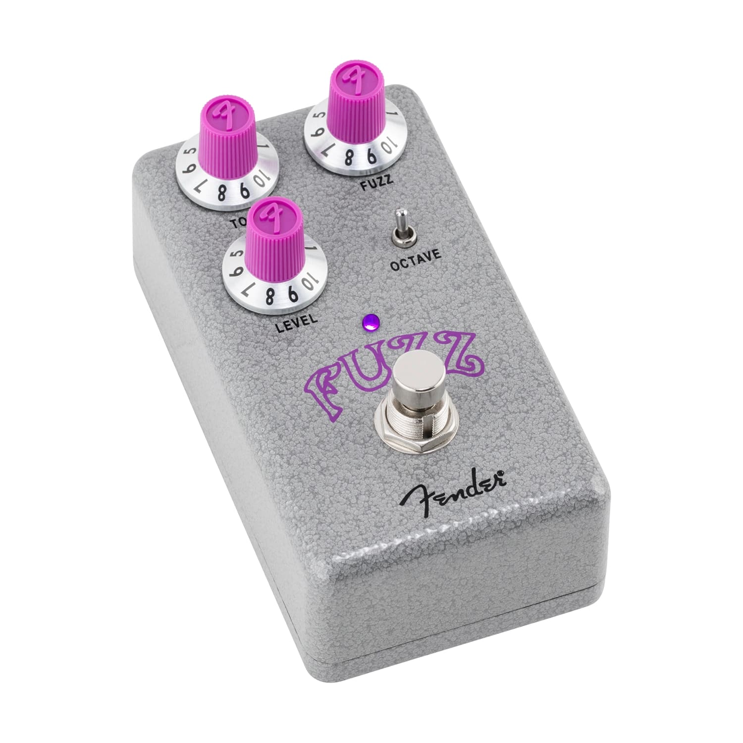 Fender Hammertone Fuzz pedal — side view showing top-mounted jacks