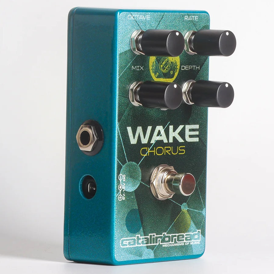 Catalinbread Wake Chorus Octaver pedal — side view showing input jacks