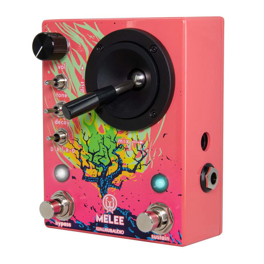 Walrus Audio Melee Wall of Noise pedal — pink, joystick and toggles detail