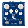 NUX NDO-6 Queen of Tone dual overdrive pedal — blue enclosure top view with controls