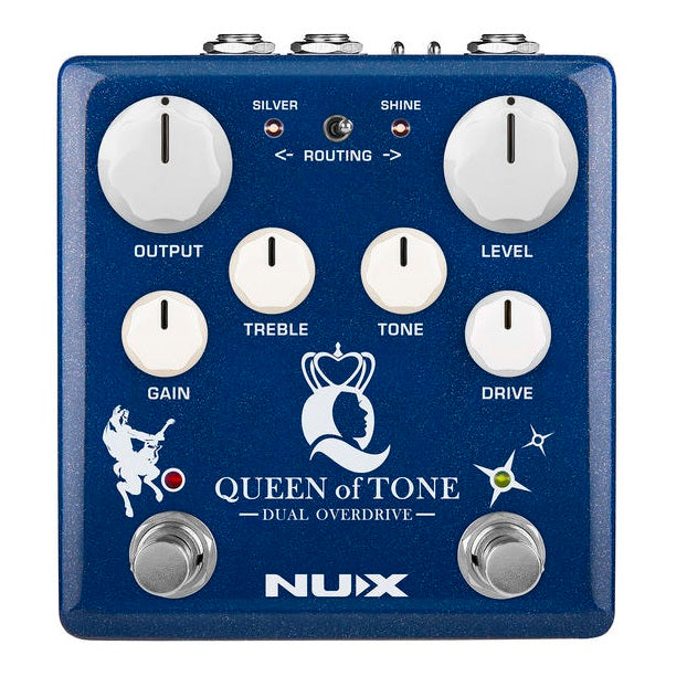 NUX NDO-6 Queen of Tone overdrive pedal — blue enclosure front view